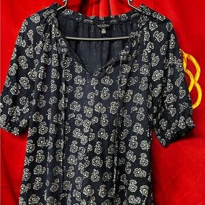 Lucky Brand Navy Floral Blouse